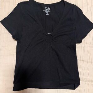 Elegant Black V-Neck Short Sleeve Top